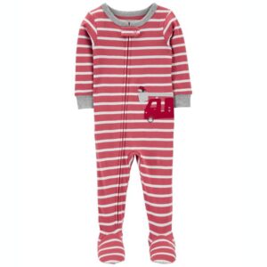 Carters 1 piece sleepsuit Red Stripes with Red Truck